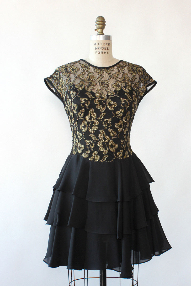 Gilded Lace Tiered Mini Dress XS/S