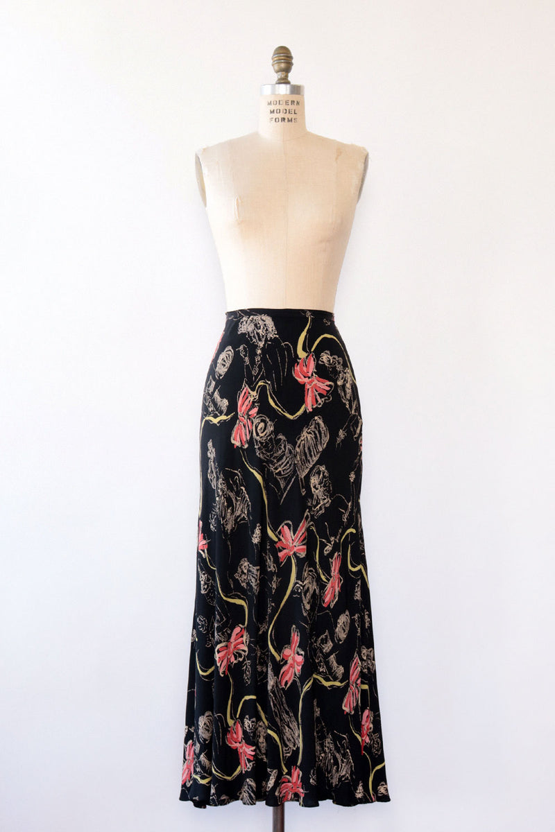 Betsey Johnson Lady Print Rayon Skirt M