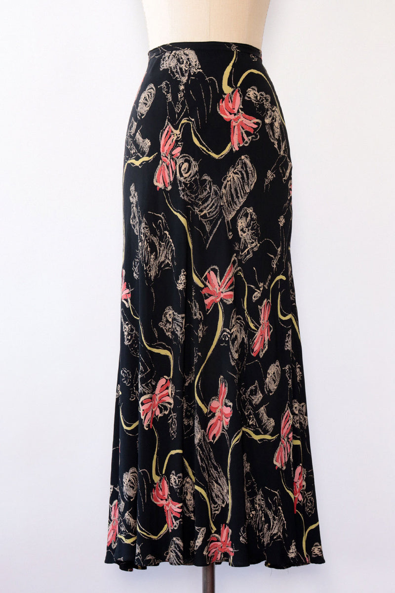 Betsey Johnson Lady Print Rayon Skirt M