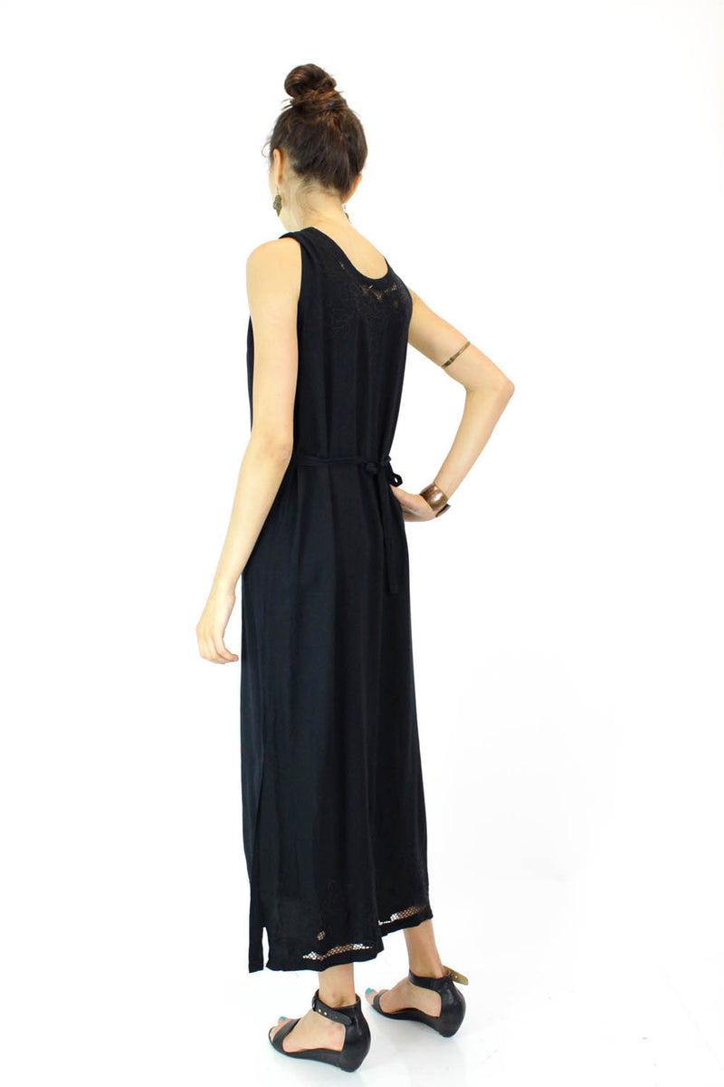 Black Cutout Lace Column Dress S