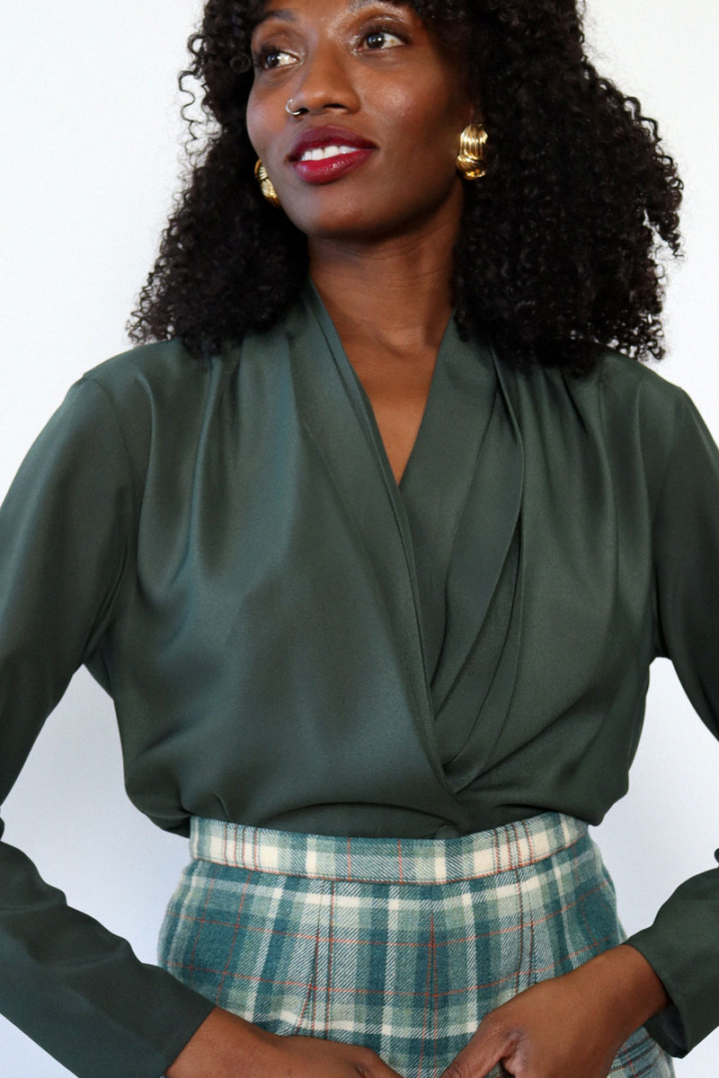 Ivy Green Surplice Blouse S/M
