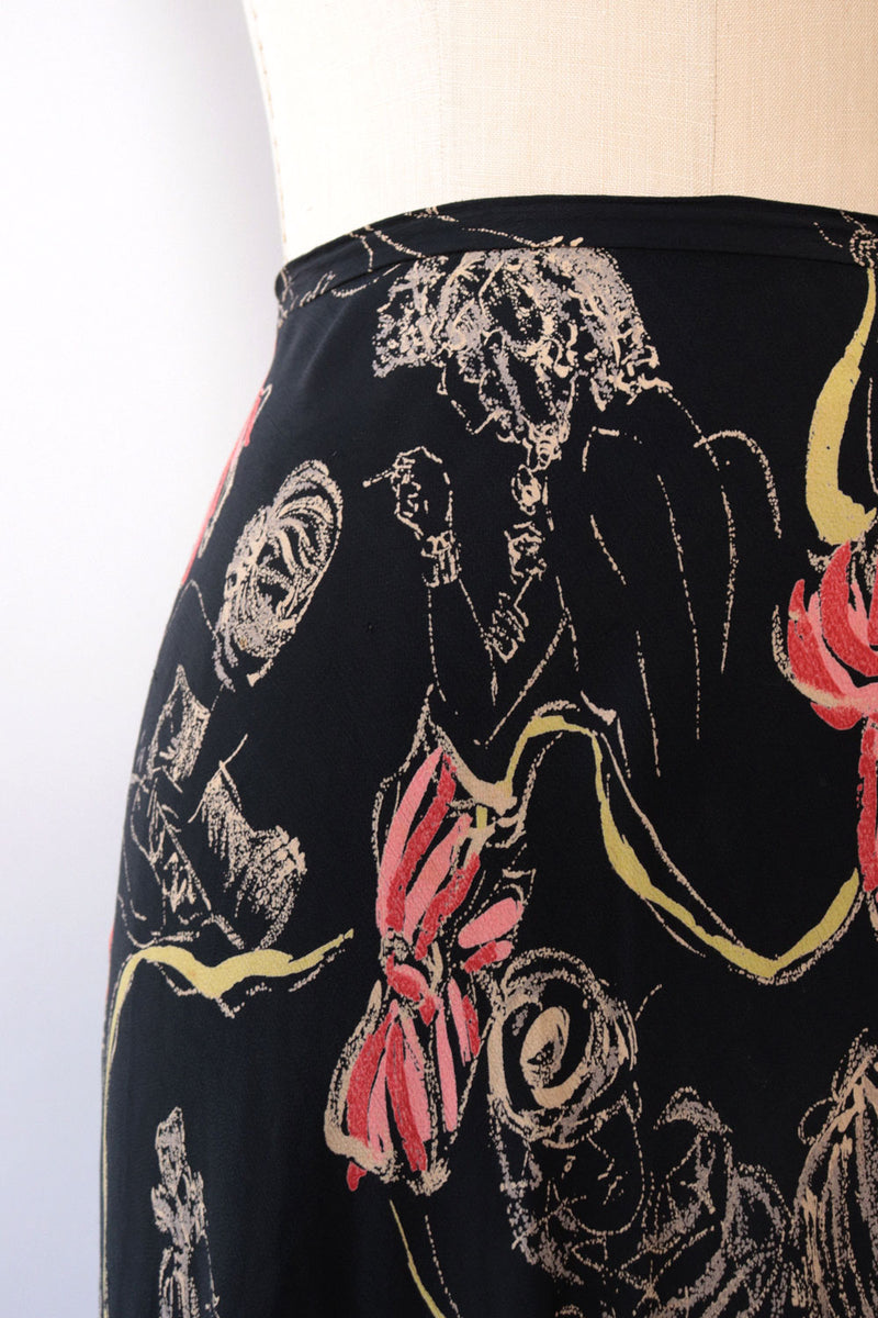 Betsey Johnson Lady Print Rayon Skirt M