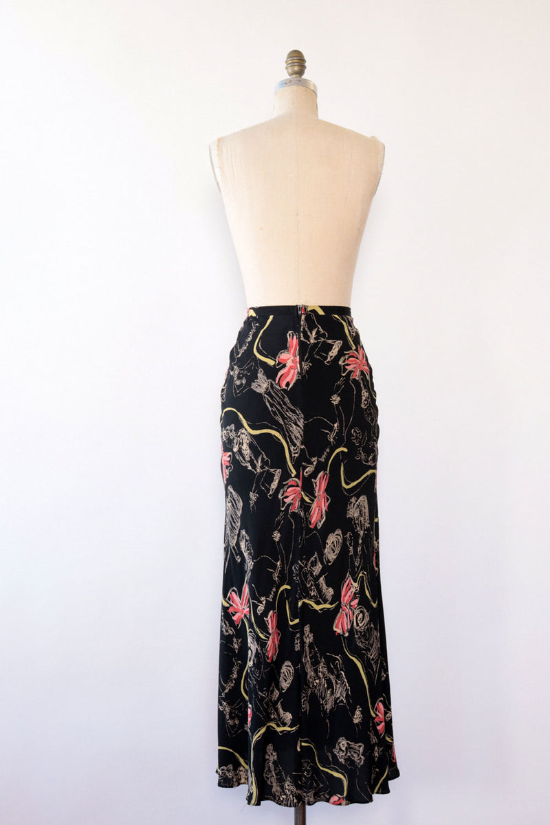 Betsey Johnson Lady Print Rayon Skirt M