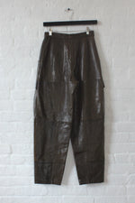 North Beach Olive Leather Cargo Pant S