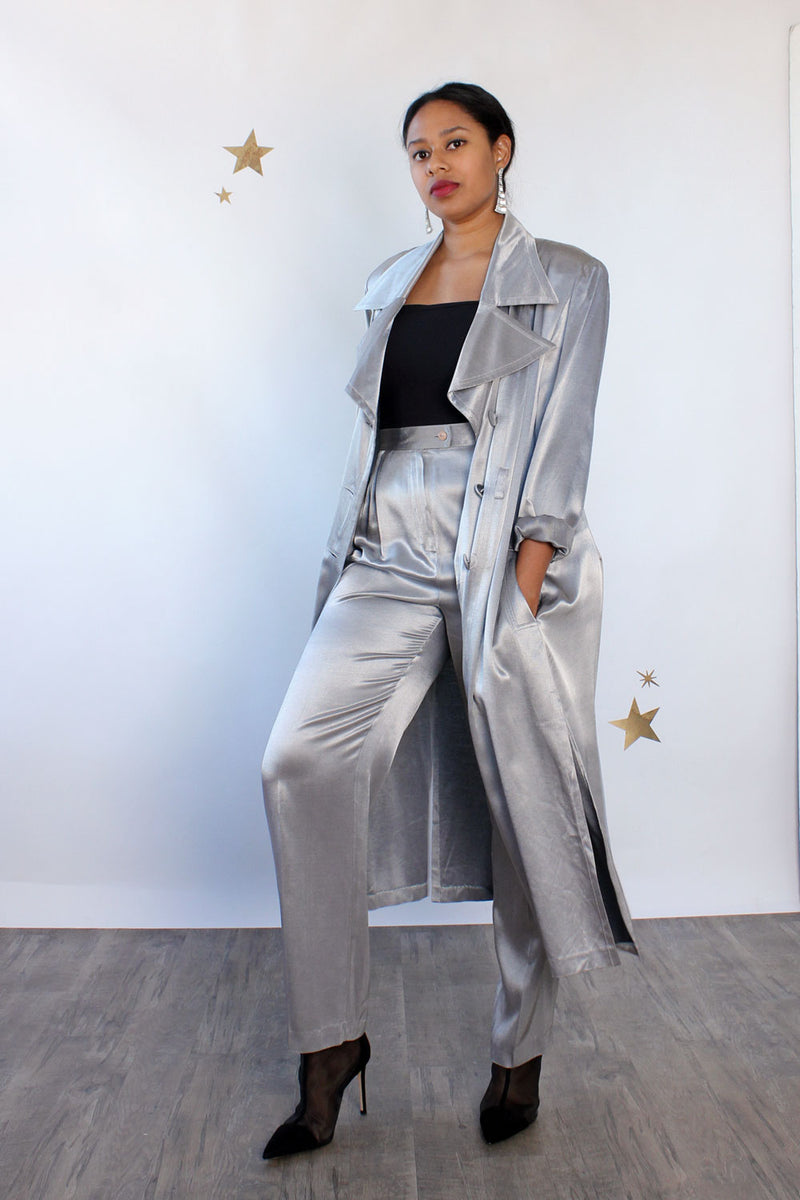 Lori Liquid Silver Pantsuit L