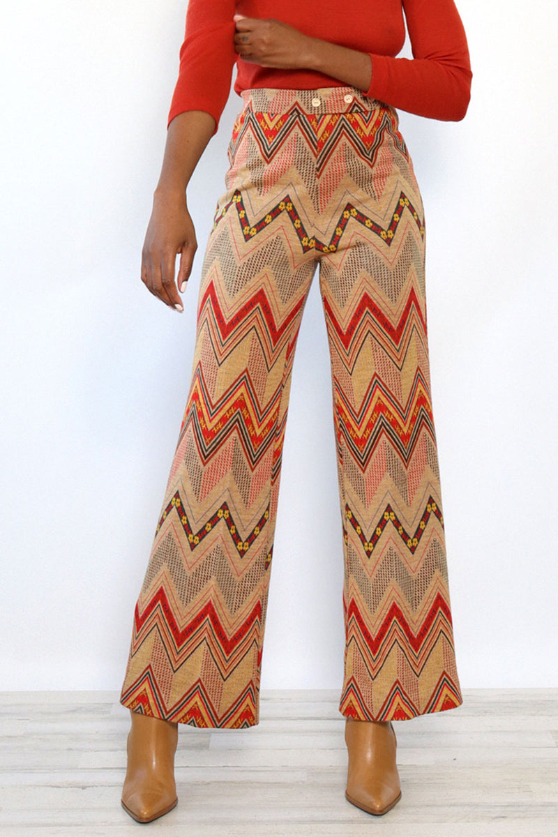 Patterned 70s Knit Flares XS/S
