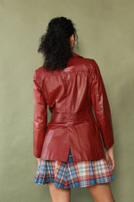 Maroon Leather Tailored Jacket M