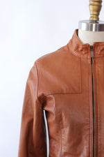 Caramel Leather Slim-line Jacket XS