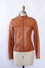 Caramel Leather Slim-line Jacket XS