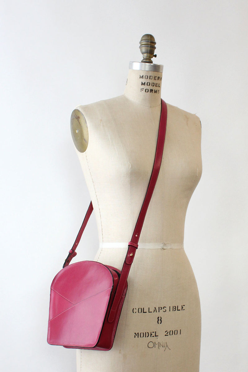 Magenta Structured Leather Bag