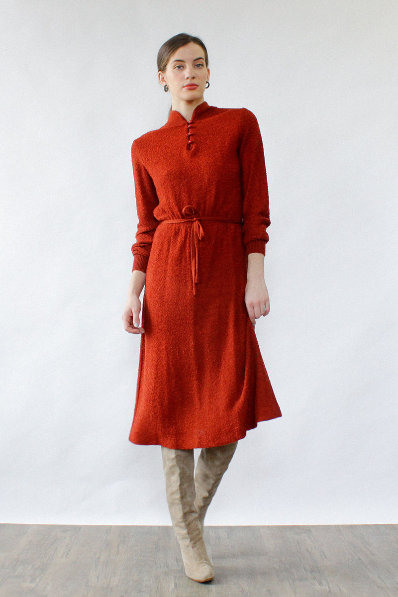 Rust Bouclé Sweaterdress M