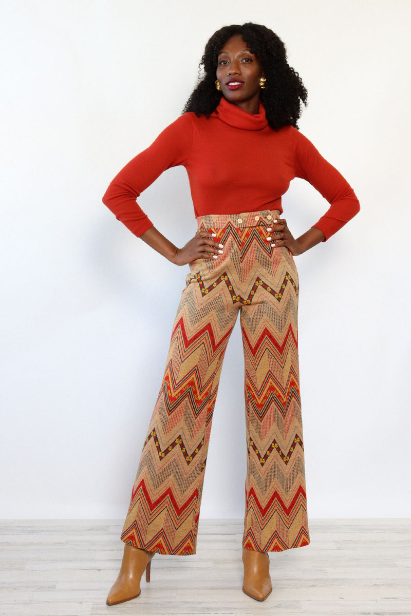 Patterned 70s Knit Flares XS/S