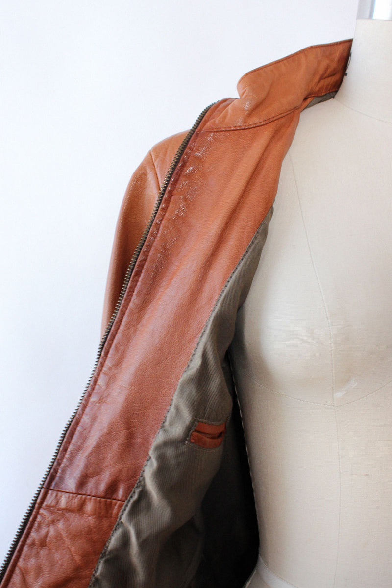 Caramel Leather Slim-line Jacket XS