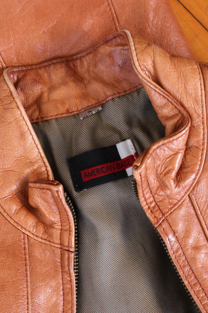 Caramel Leather Slim-line Jacket XS
