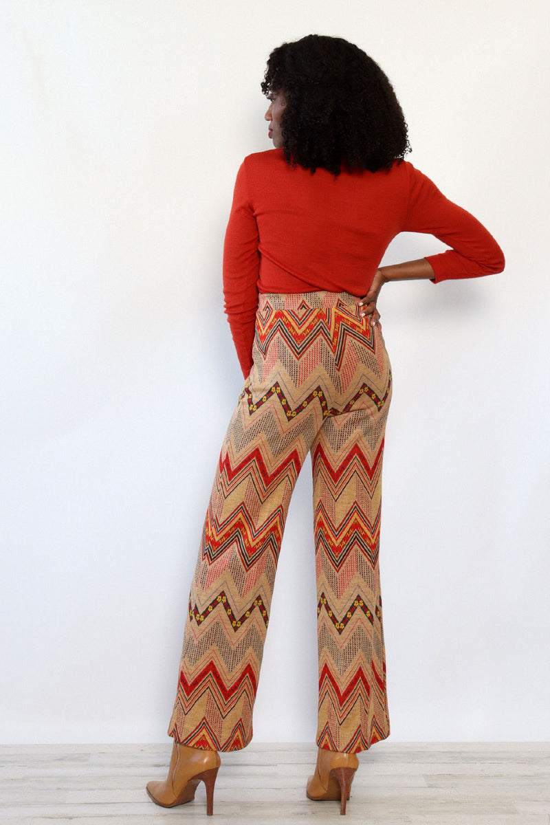 Patterned 70s Knit Flares XS/S