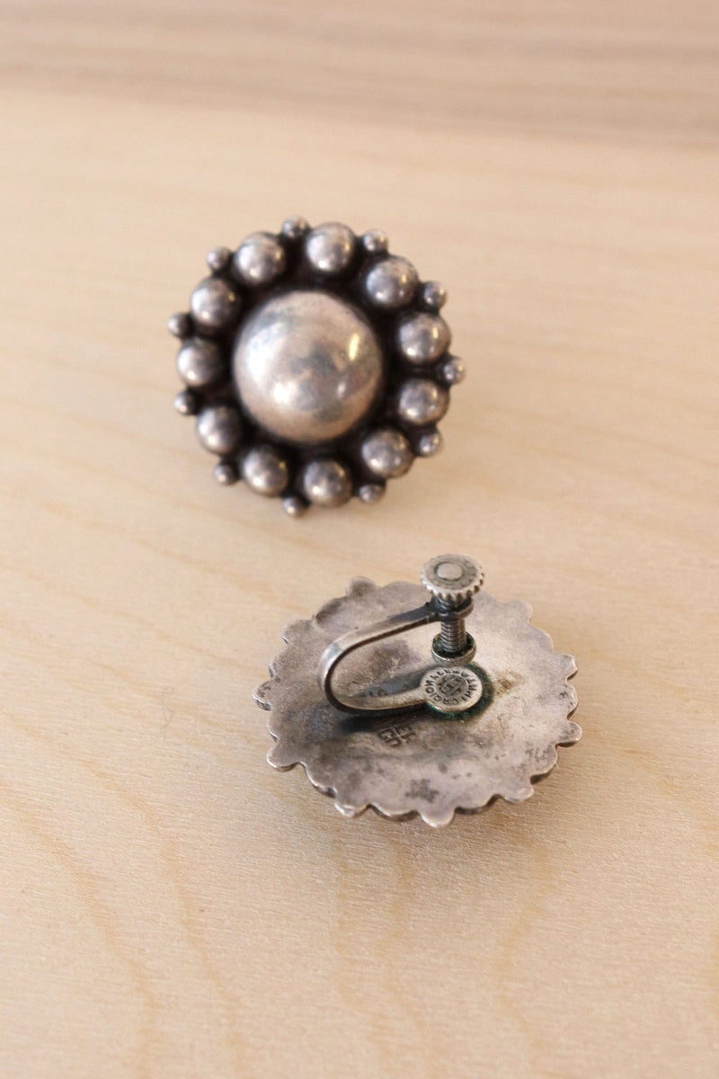 Sterling Flower Screwback Earrings