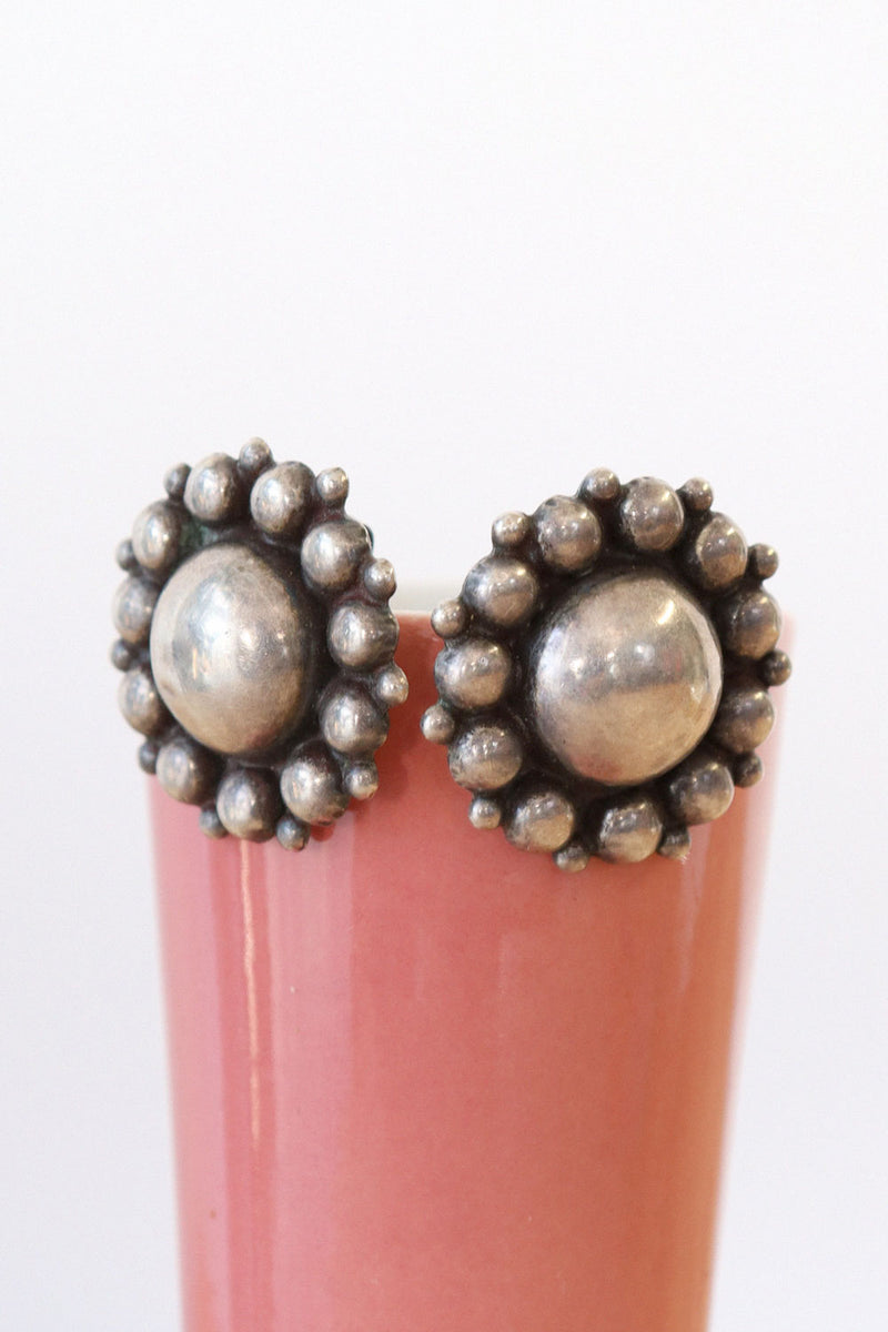 Sterling Flower Screwback Earrings