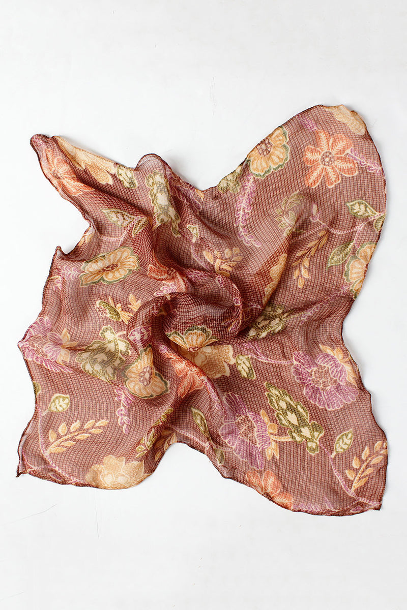 Grid Floral Neck Scarf