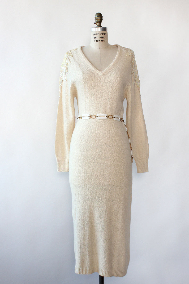 Ivory Sequined Sweaterdress M-M/L