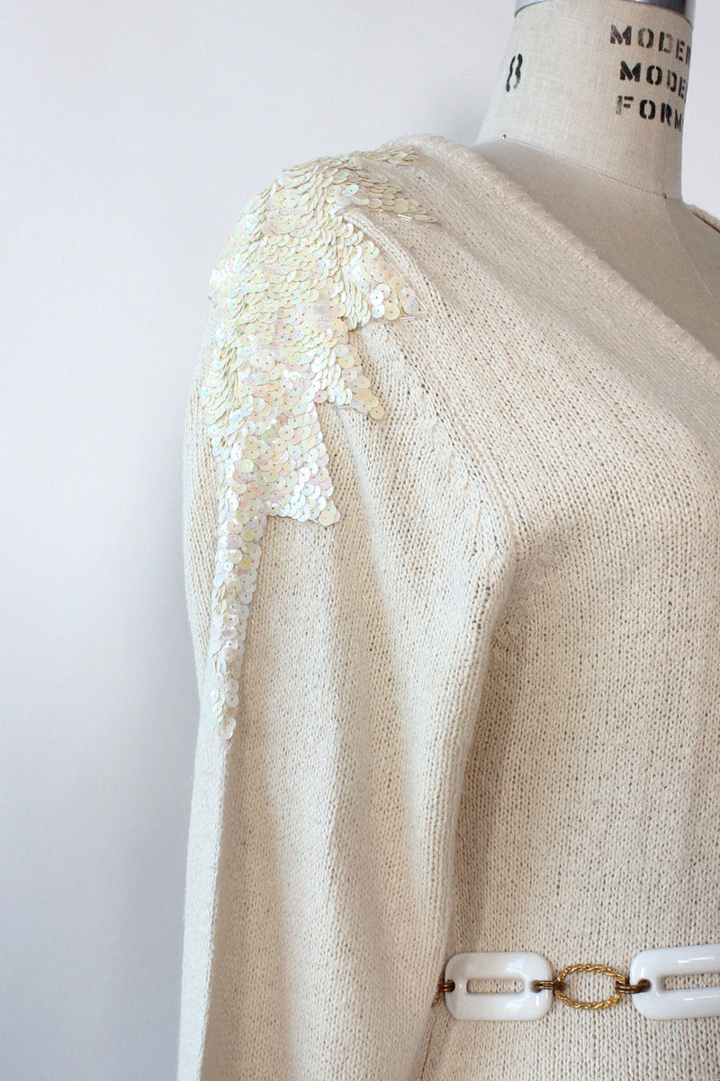 Ivory Sequined Sweaterdress M-M/L