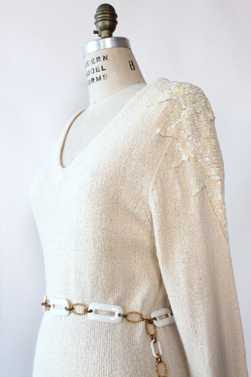 Ivory Sequined Sweaterdress M-M/L