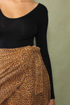 Leopard Suede Wrap Skirt S/M