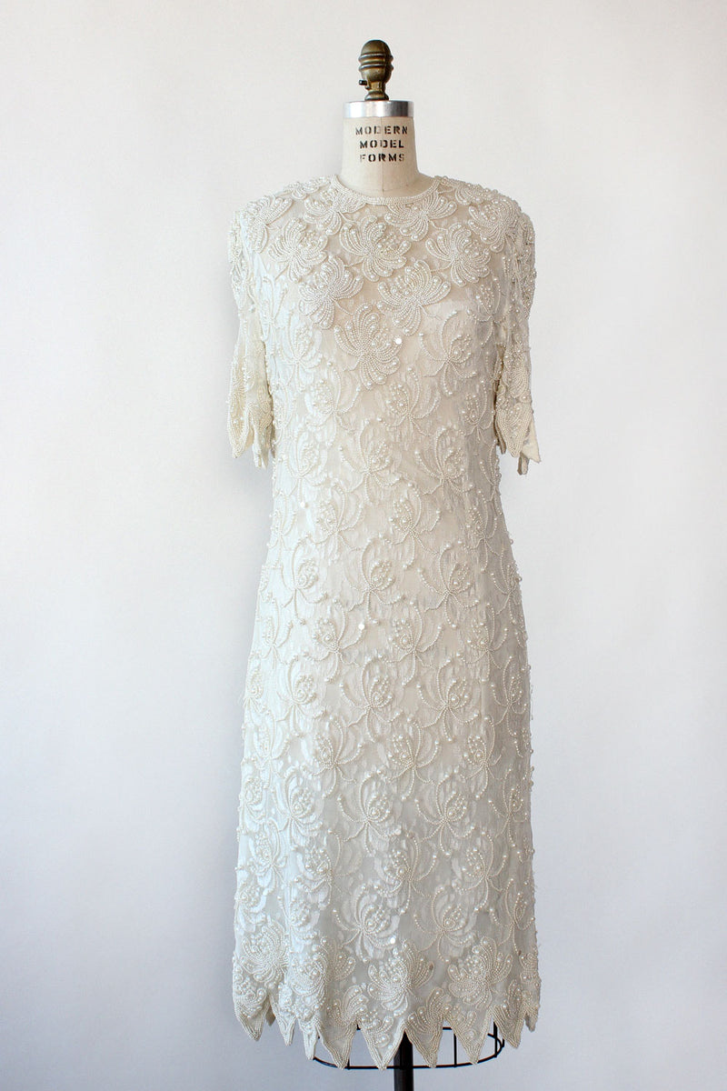 Carina Pearly Beaded Dress L
