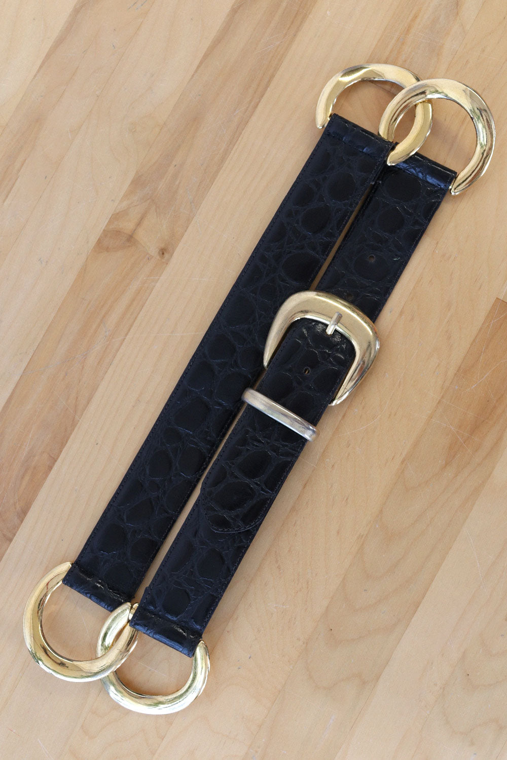 Chunky Gold Chain Croc Belt S/M