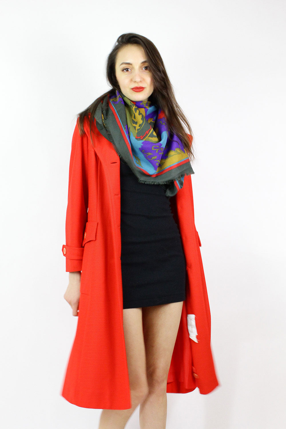 Bright Red Belted Trench S/M