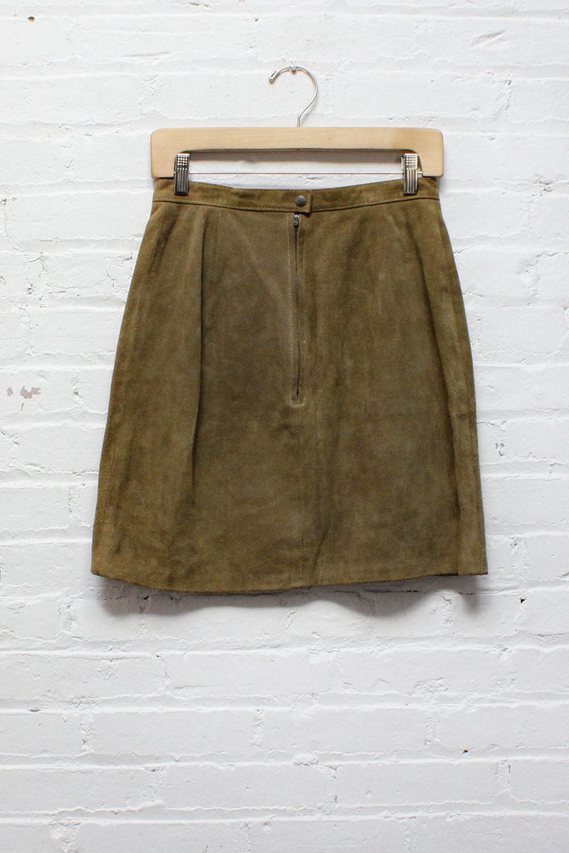 Olive Suede Skirt S/M