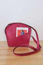 Magenta Structured Leather Bag