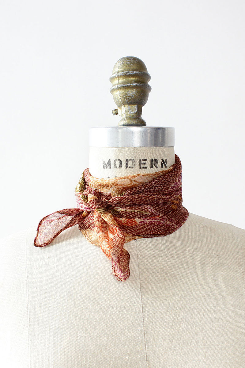 Grid Floral Neck Scarf