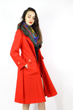 Bright Red Belted Trench S/M