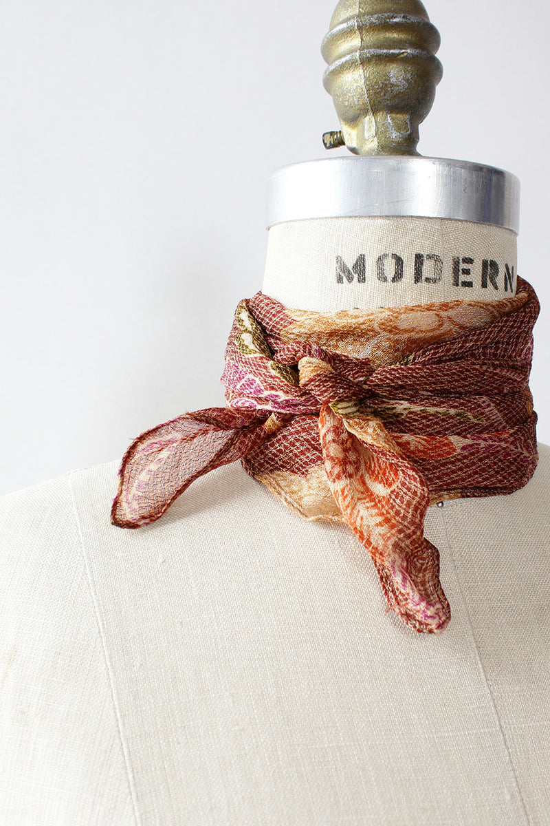 Grid Floral Neck Scarf