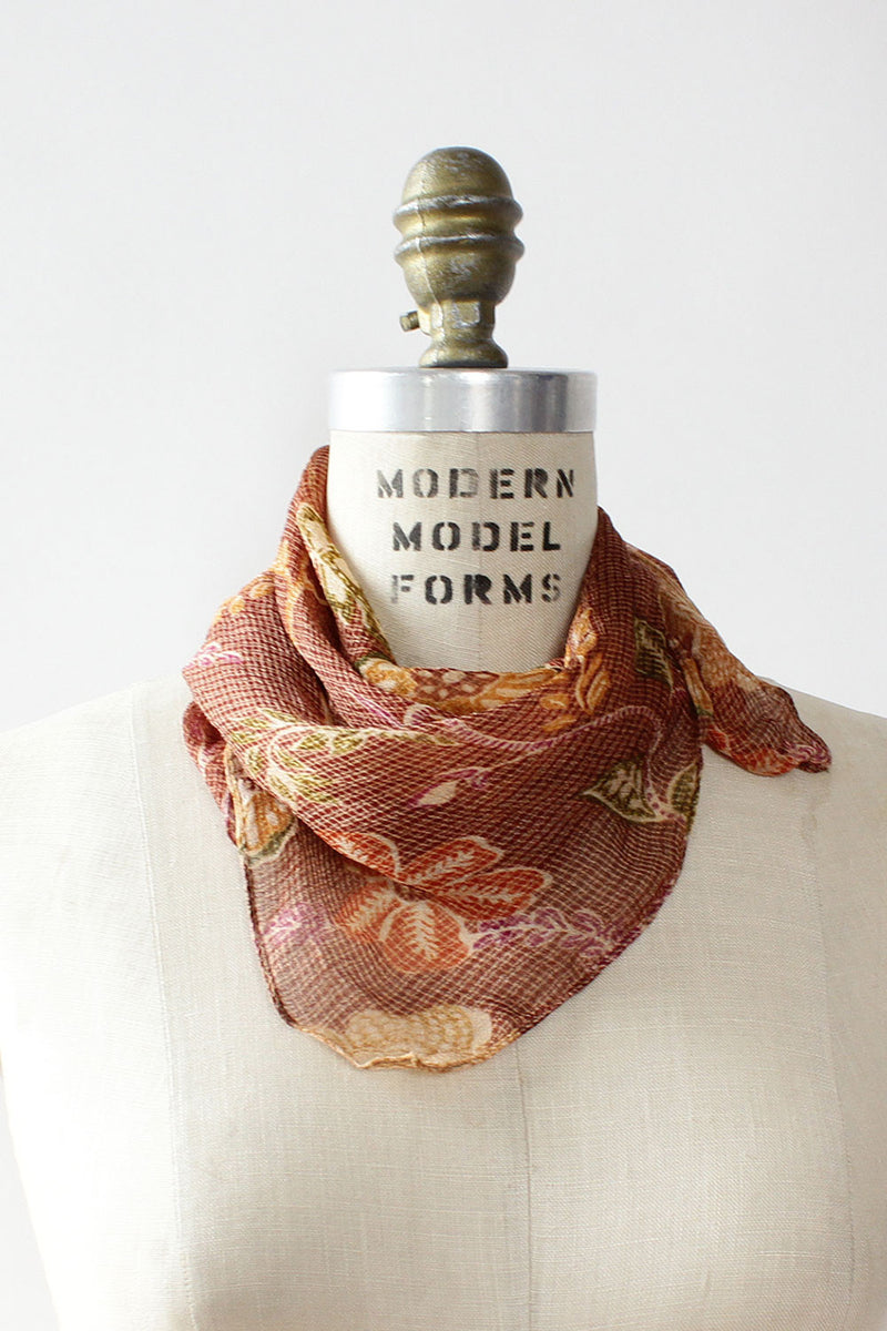 Grid Floral Neck Scarf