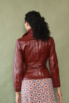 Maroon Leather Fitted Jacket S/M