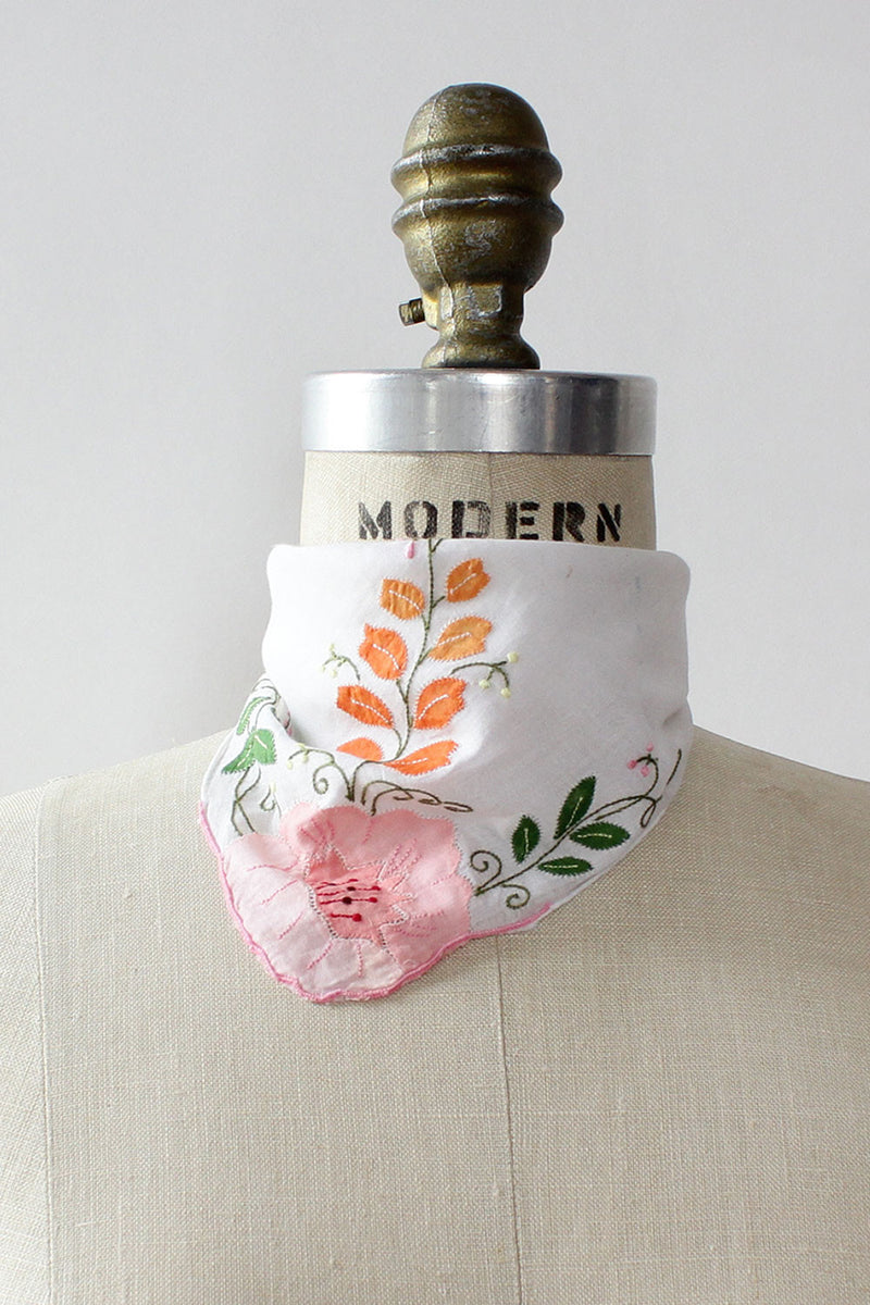 Peony Embroidered Neck Scarf