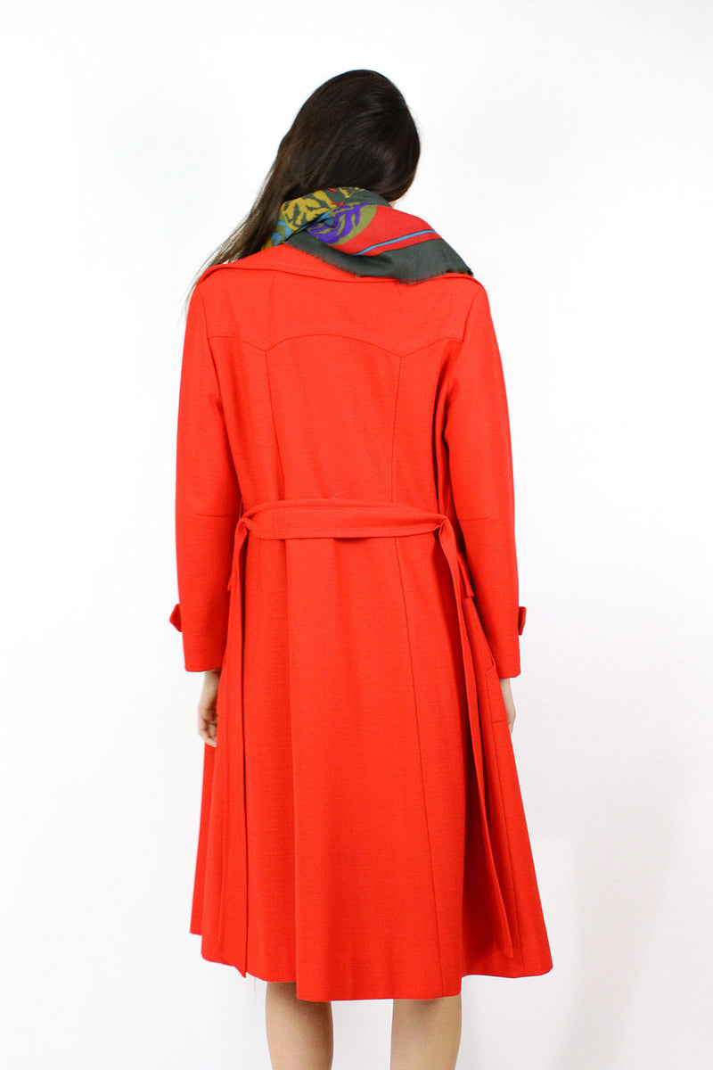 Bright Red Belted Trench S/M