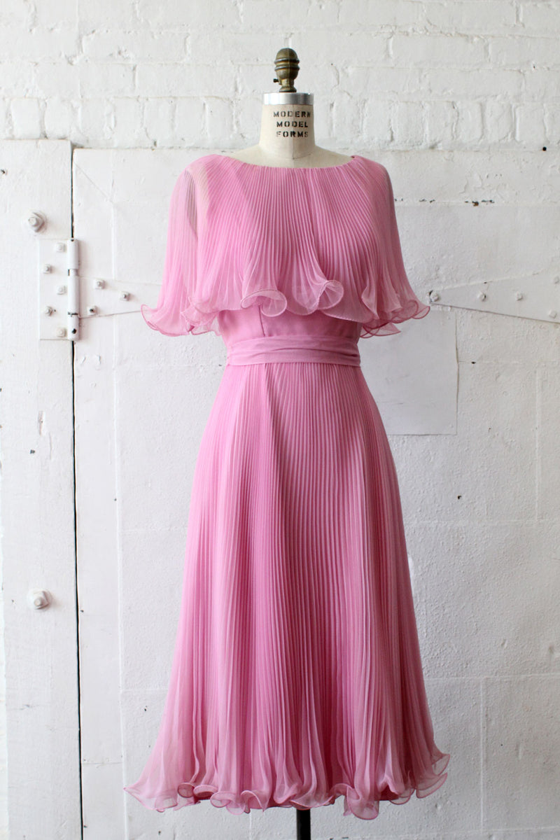 Miss Elliette Pleated Chiffon Dress S/M