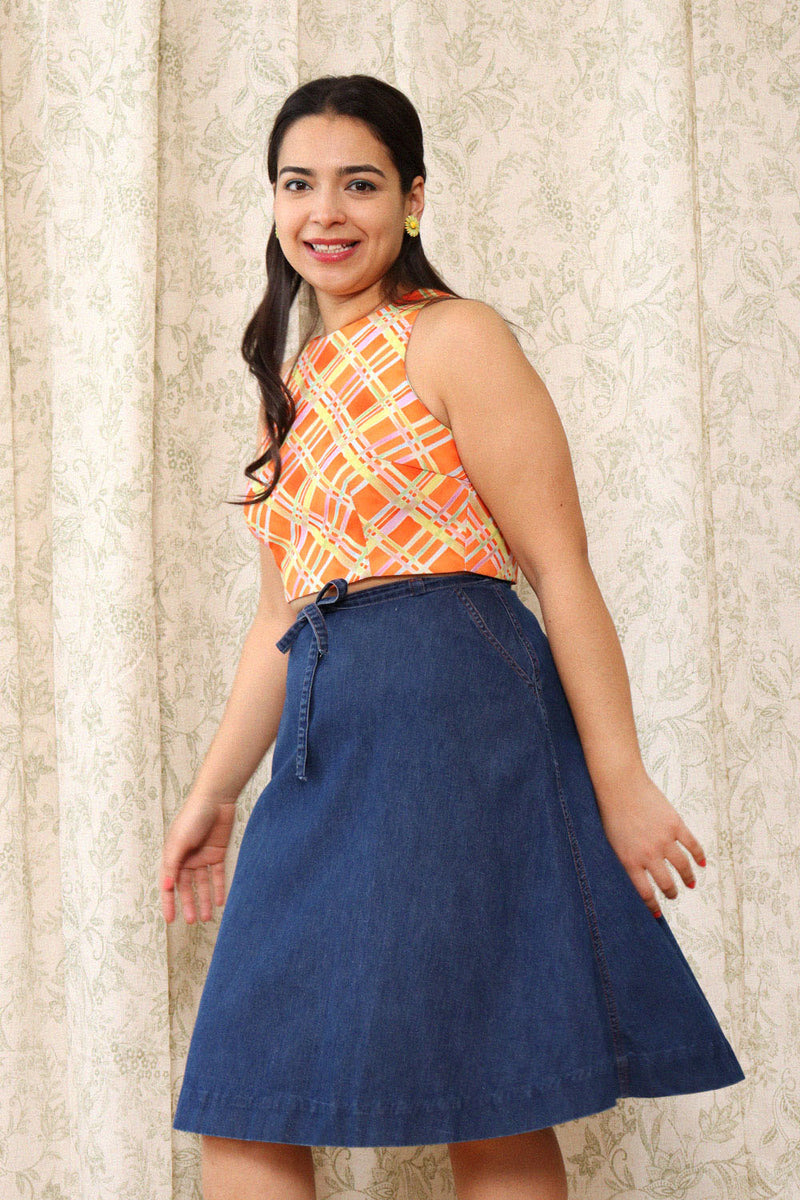 Dark Denim Drape Wrap Skirt M/L