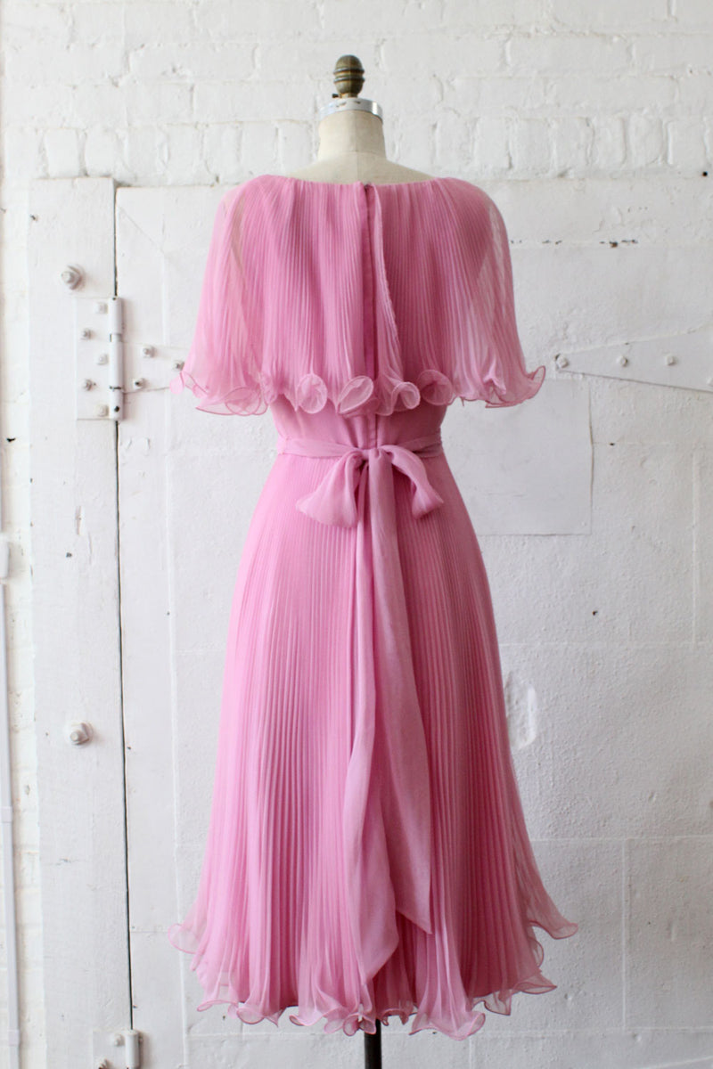 Miss Elliette Pleated Chiffon Dress S M
