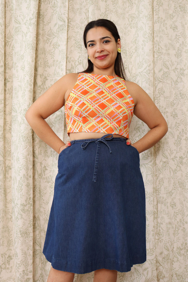 Dark Denim Drape Wrap Skirt M/L