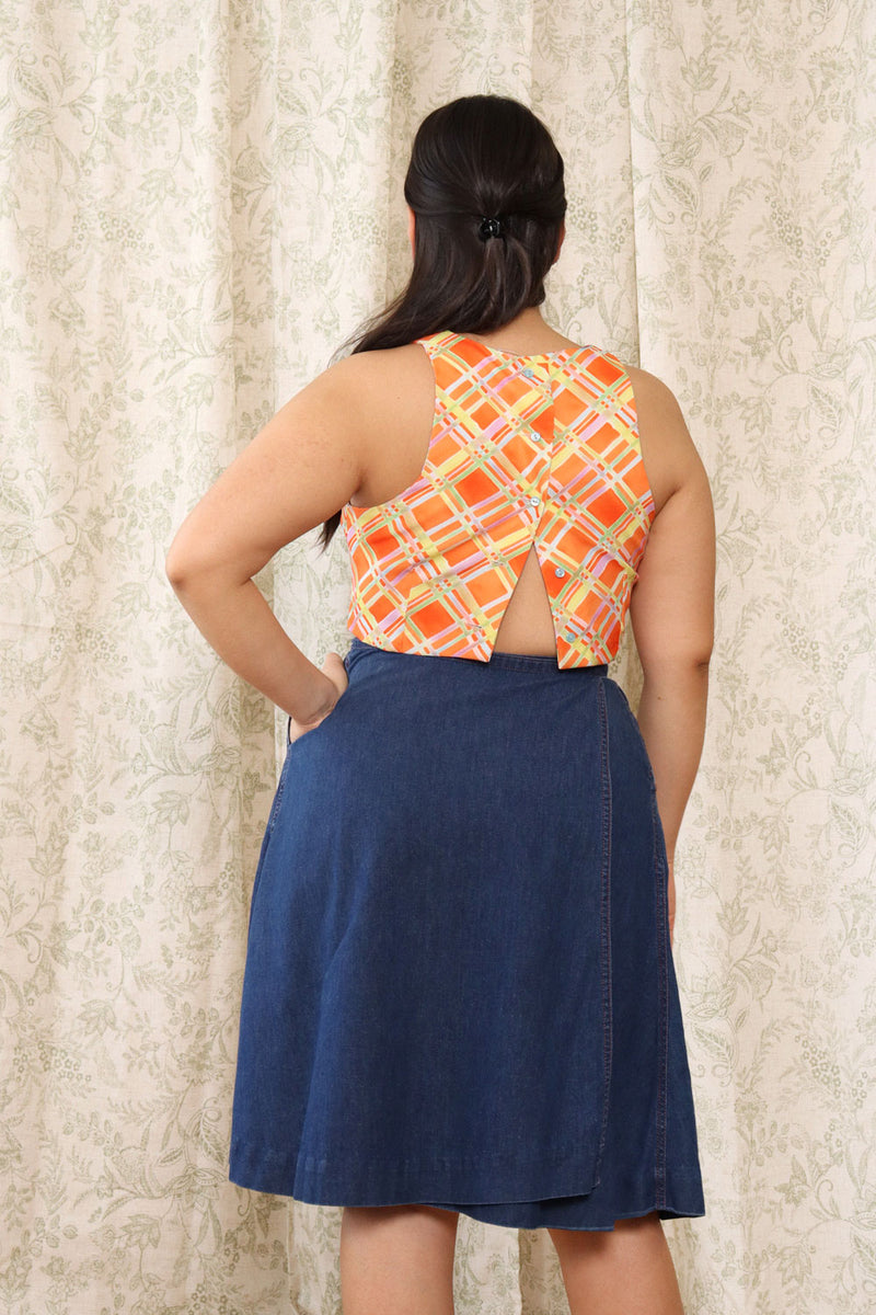 Dark Denim Drape Wrap Skirt M/L