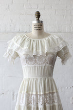 Cream Lace Peasant Dress S