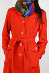 Bright Red Belted Trench S/M