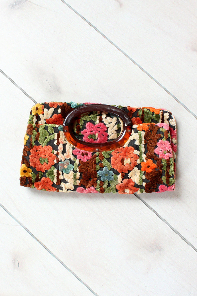 Tufted Floral Tapestry Clutch