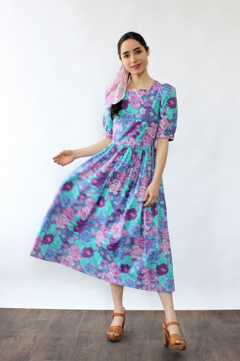 Laura Ashley Teal Floral Dress XS/S