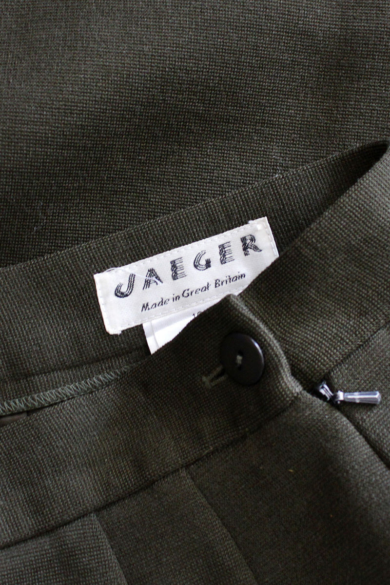Jaeger Olive Wool Knit Skirt S