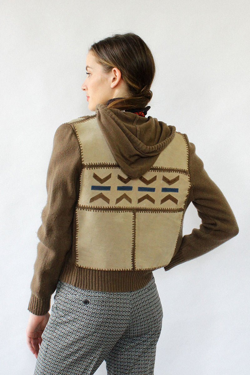 Suede Patchwork Hooded Jacket M/L