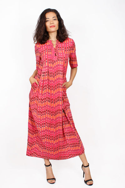 white christmas dresses Women's Pure Cotton Ikkat Shirt-Dress, Button Front Knee Length main image 0